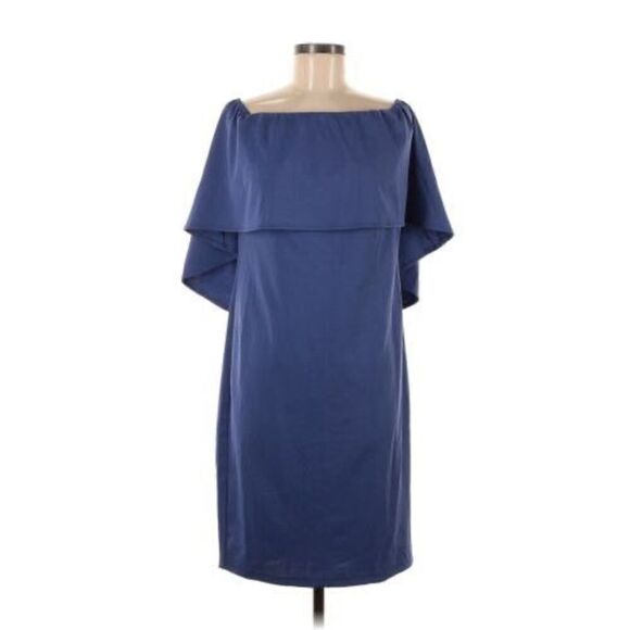 Grace Karin L Off Shoulder Batwing Cape Knee Length Dress Blue Cocktail Party - Picture 5 of 10